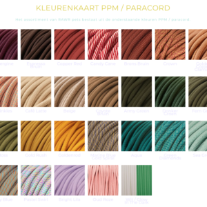 Kleurenkaart PPM paracord RAWR pets Nederland
